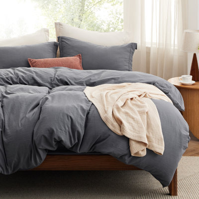  Bedsure Duvet Cover Queen Size with Fitted Sheet - 4 Pieces Prewashed Cotton-Like Extra Soft Bedding Set