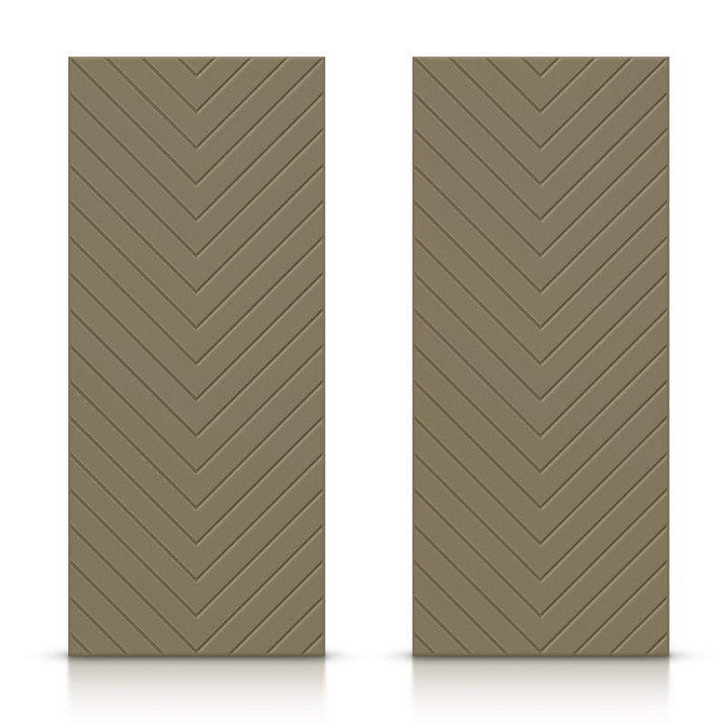 Portes de placard coulissantes à panneaux en bois manufacturé, Vert olive, 72 po x 96 po