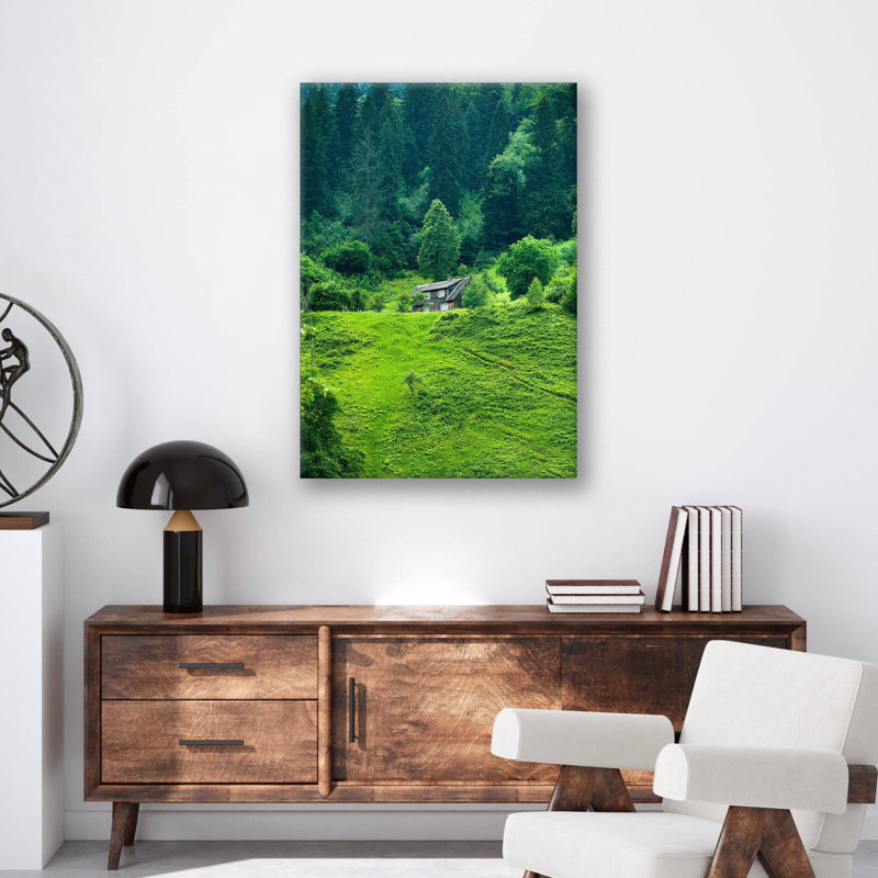 Impression de maison de forêt - Art mural de cabane douillette - affiche sur toile nature forêt, Acrylique sans cadre