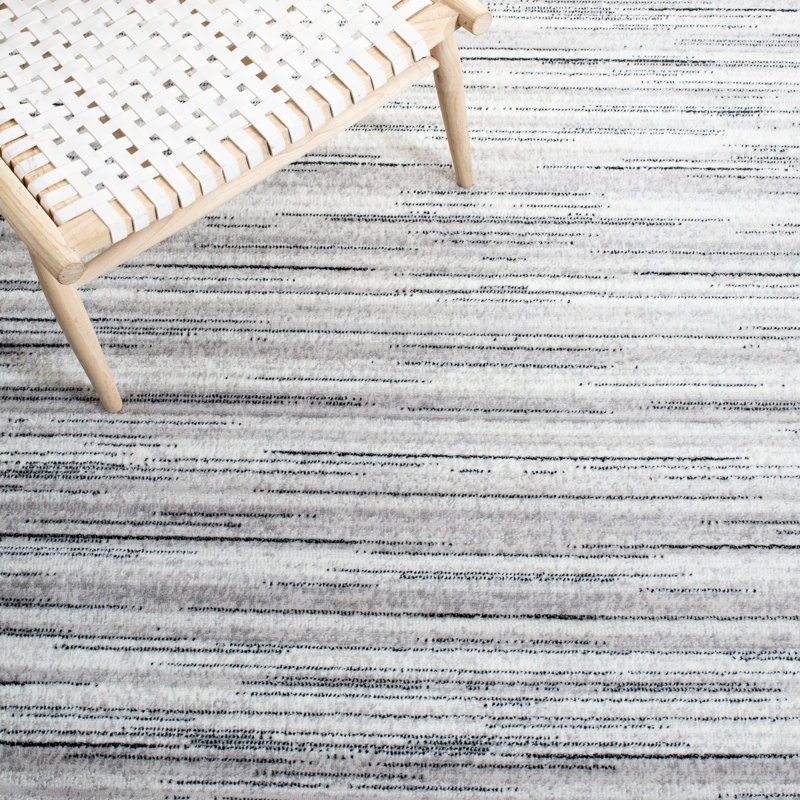 Melby Abstract Gray/Ivory Area Rug, Rectangle 8' x 10'
