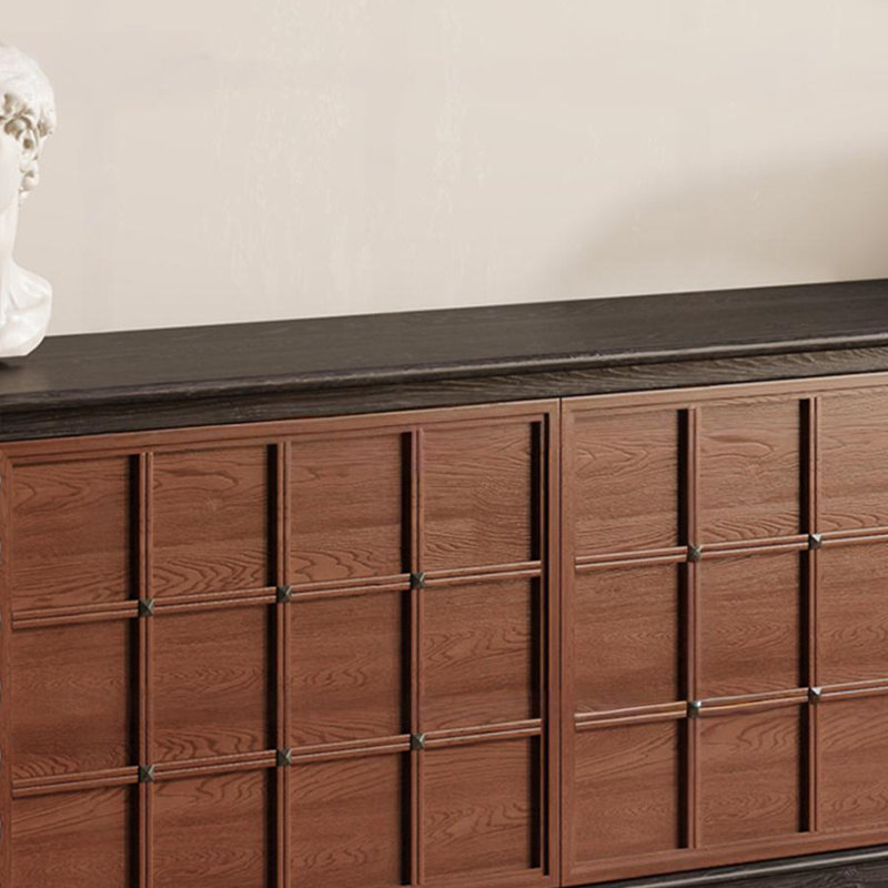 Meuble télé en bois massif avec grande capacité de rangement, H 22,28 po x L 52,36 po x l 15,74 po