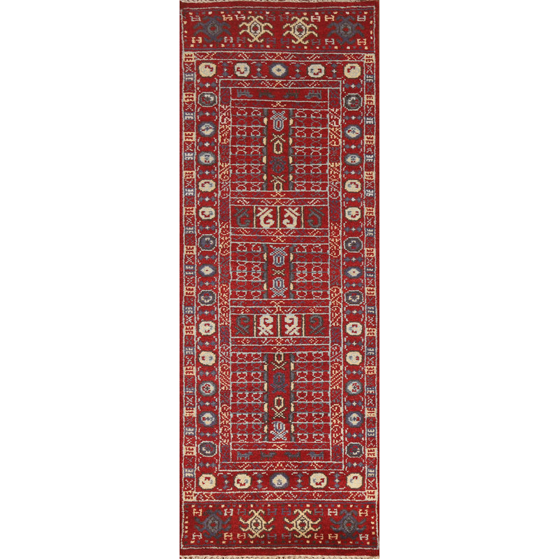 Tapis de couloir géométrique traditionnel indo 3 x 8