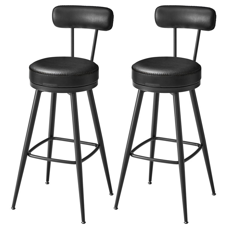Upholstered Counter Stool with Metal Frame, Black