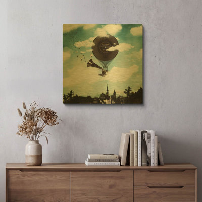 'The Travelling Ballerina' By Paula Belle Flores Gold Metal Wall Art, 24" x 24"