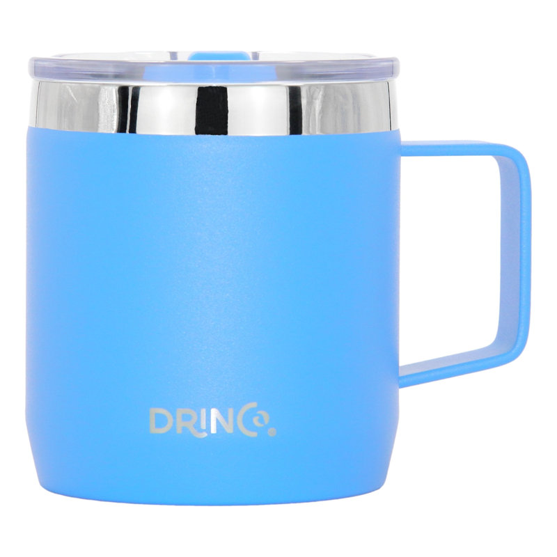 Tasse 14 oz avec poignée en acier inoxydable isolé sous vide, Bleu royal