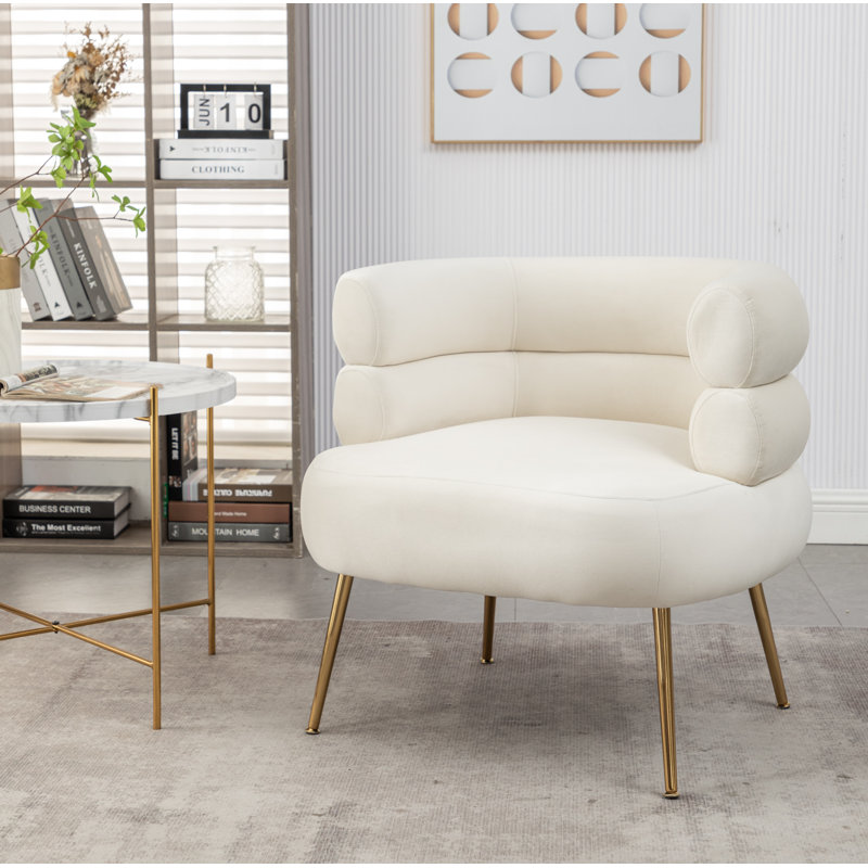 Fauteuil demi-tonneau l 30 po Demetrius, Velours beige