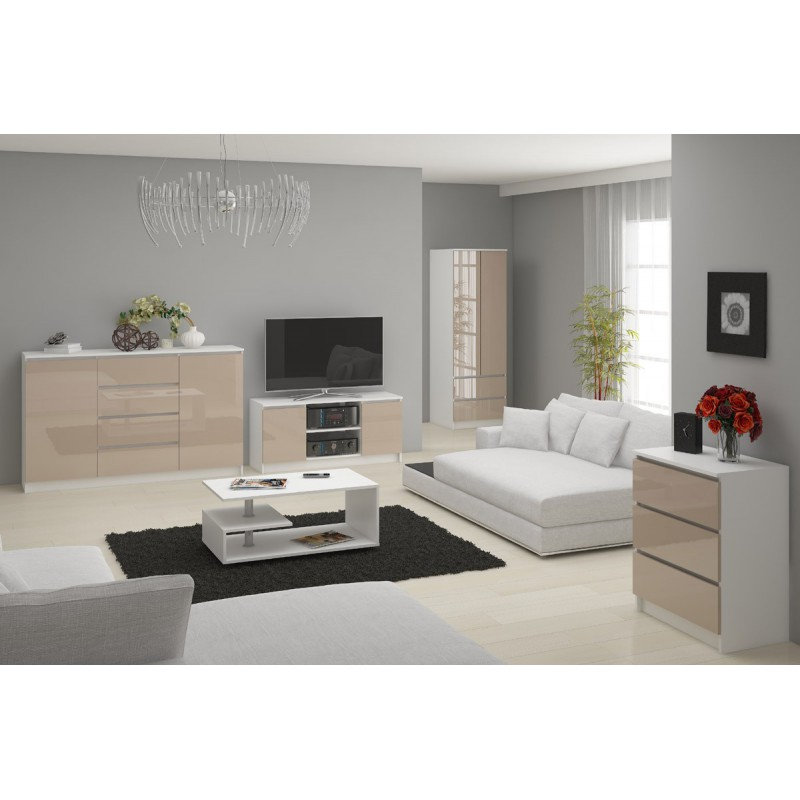 Renelso Unfinished Entertainment Centre for TVs up to 50", White/Cappuccino Gloss