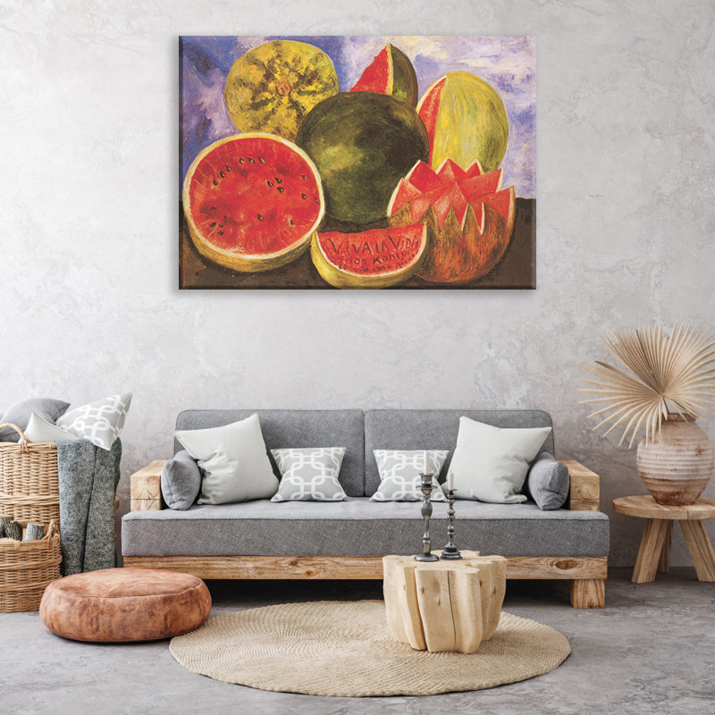 «Watermelons Still Life, Viva la Vida» par Frida Kahlo, toile tendue avec châssis, H 33 po x l 48 po