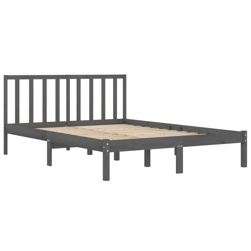 Miten Solid Wood Bed, 200 x 200cm, Grey