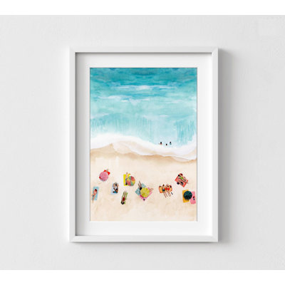 Maine Summer Outdoors Beach Painting, Framed Seaside Painting Prints, Tropical Beach Oversized Wall Art, Seashore Beach Decor Large Wall Art