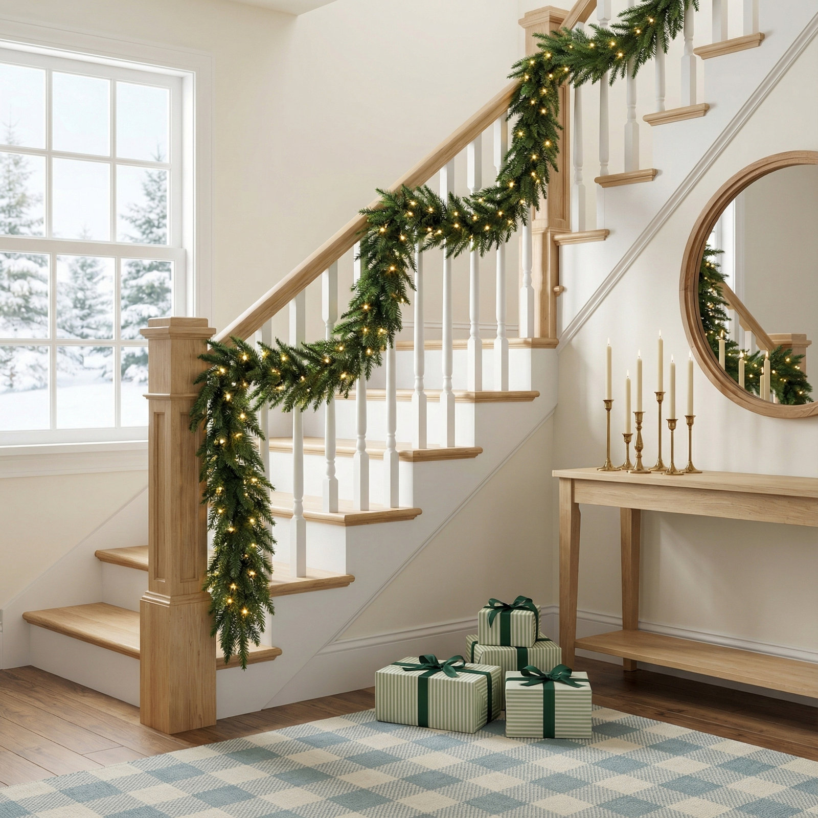 Peabody 108'' in. Lighted Faux Garland, Green, 20" x 108"