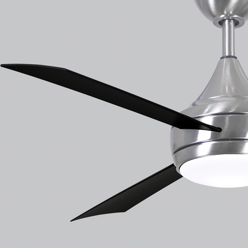 Donaire LED Outdoor Downrod Ceiling Fan, Brushed Stainless, Matte Black