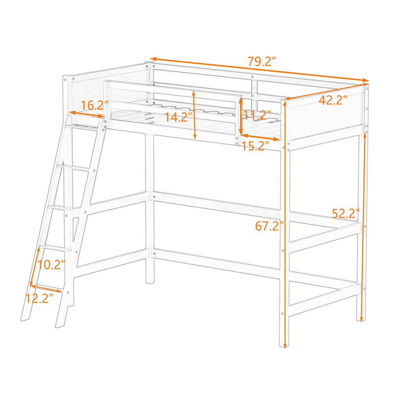 Lit mezzanine simple Diandria par Harriet Bee, gris