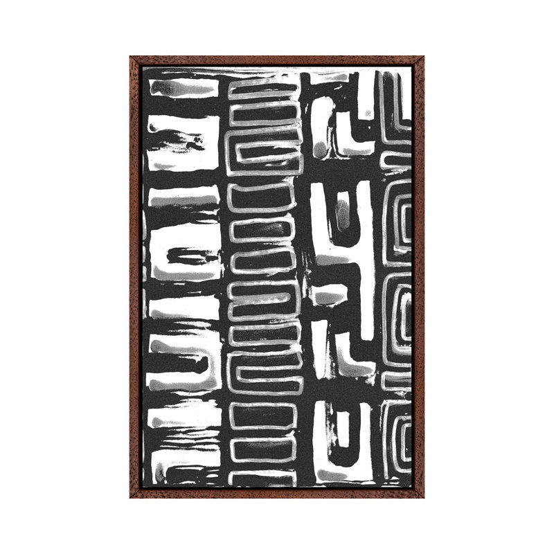 African Textile Woodcut I by Stellar Design Studio - Gallery-Wrapped Canvas Giclée on Canvas, Classic Wood Framed