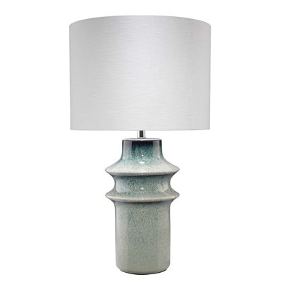 Lampe de table Cymbals en céramique glacis bleue réactive