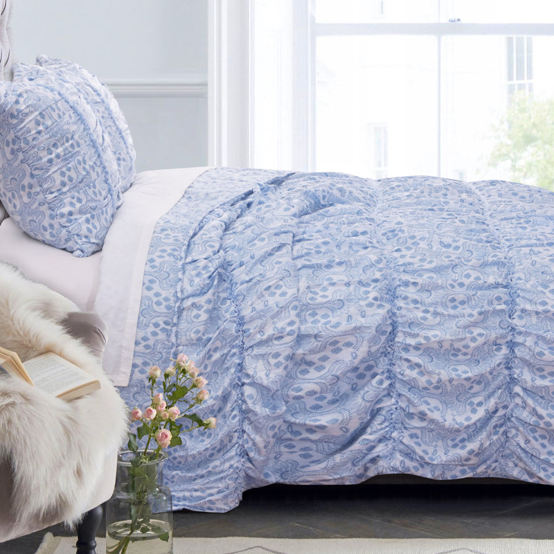 Ensemble de courtepointe 3 pièces très grand Greenland Home Fashions Helena Ruffle 105 x 95 + 20 x 36 (2)
