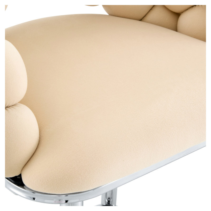 Ensemble de 2 tabourets de bar Bubble, chaises de comptoir modernes rembourrées de style nuage avec pieds en métal chromé, tabourets de bar en velours capitonné pour îlot de cuisine ou bar, beige