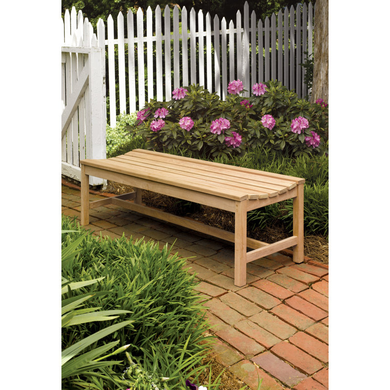 Classic Outdoor Teak Dining Bench, 17.5" H x 59.5" W x 18.75" D, Natural Teak