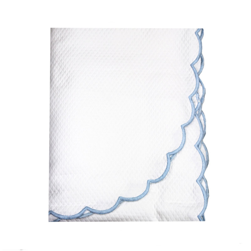 Traditional Standard Coverlet, Queen Coverlet/Bedspread, Light Blue/White