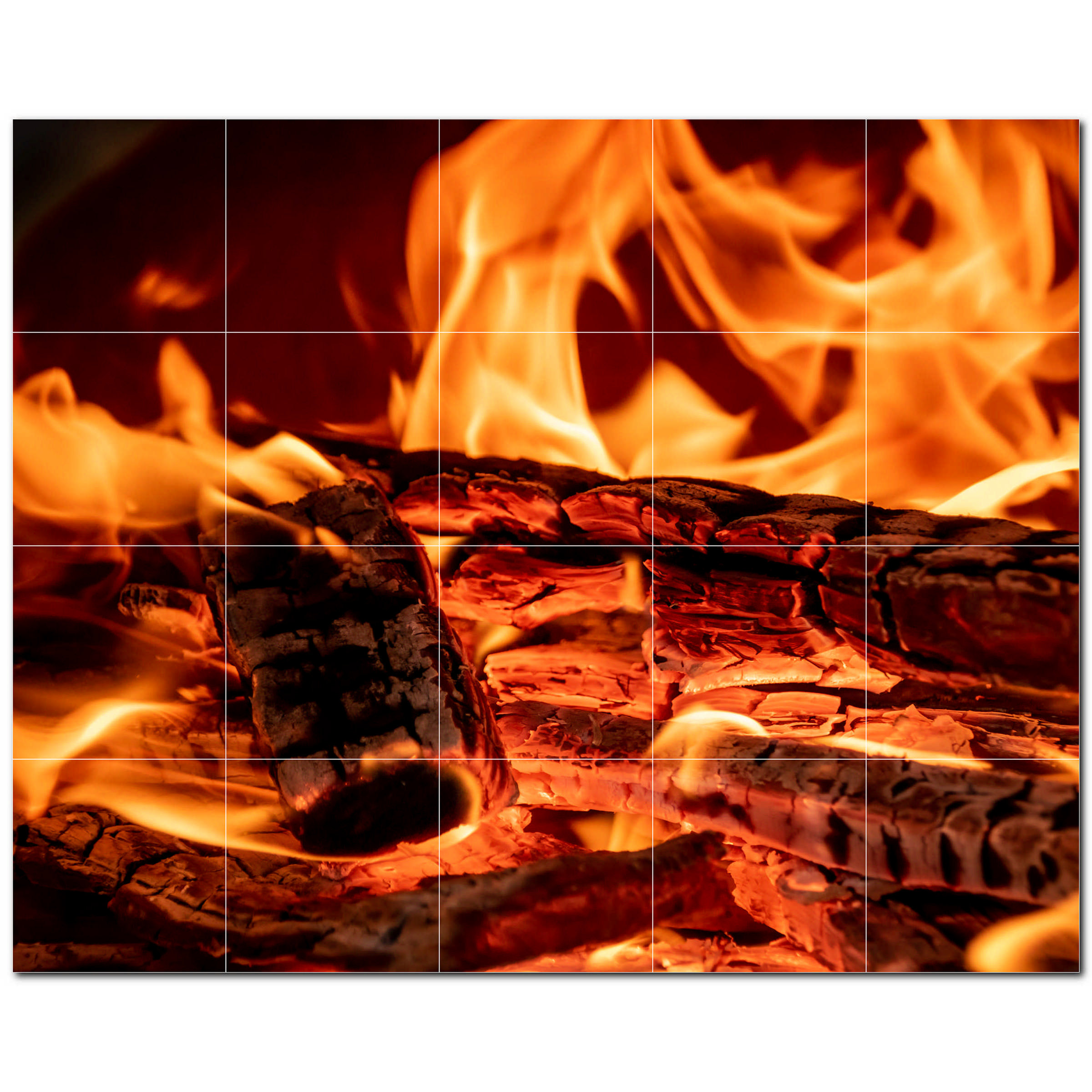 Picture-Tiles.com 17" x 25.5" Ceramic Fire Photo Decorative Mural Tile ...