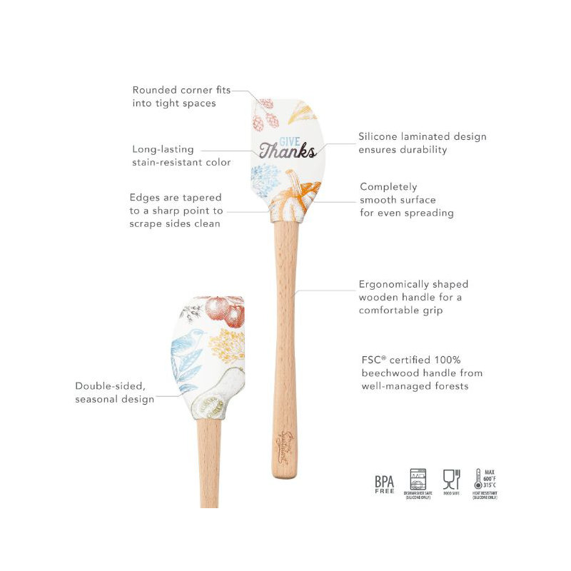 Spatulart Give Thanks Wood Handled Spatula