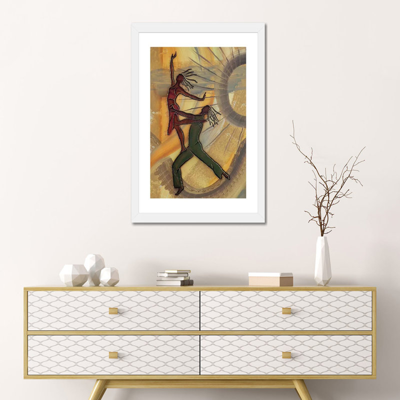 Danseurs par Fred Odle-impression, Blanc, H 24 po x l 16 po x P 1 po, Papier encadré blanc