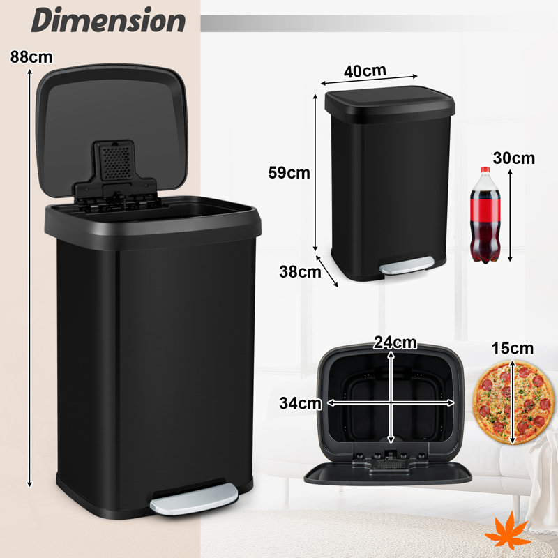 Stainless Steel Waste Bin, Black