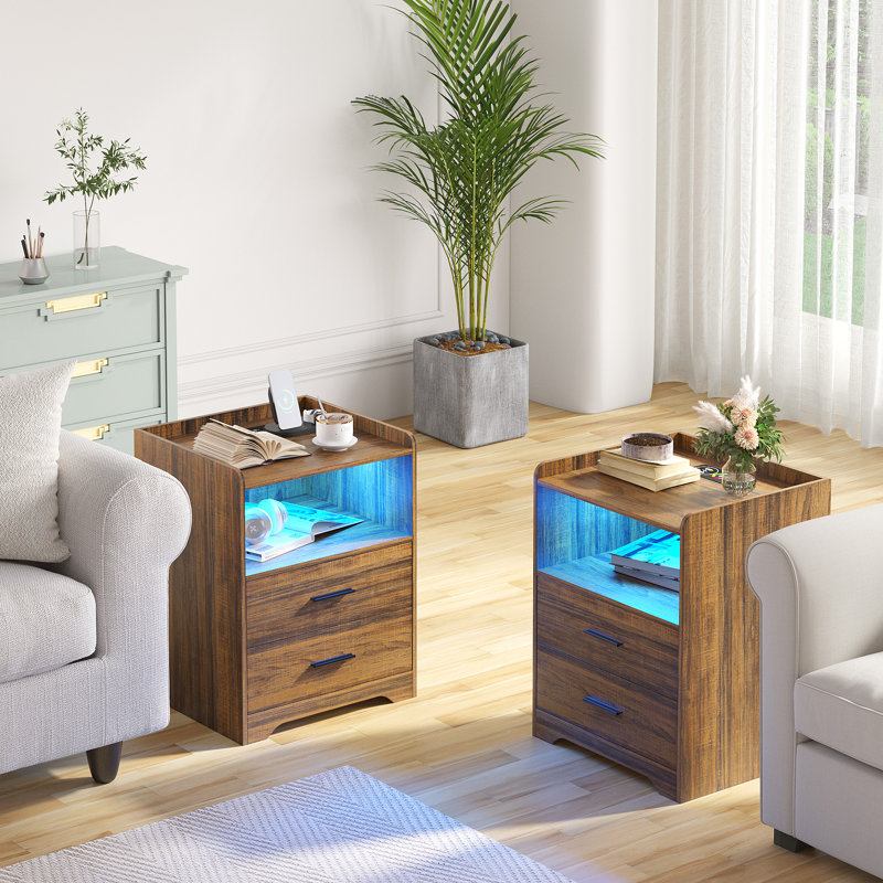 2 Drawer Bedside Table, Brown