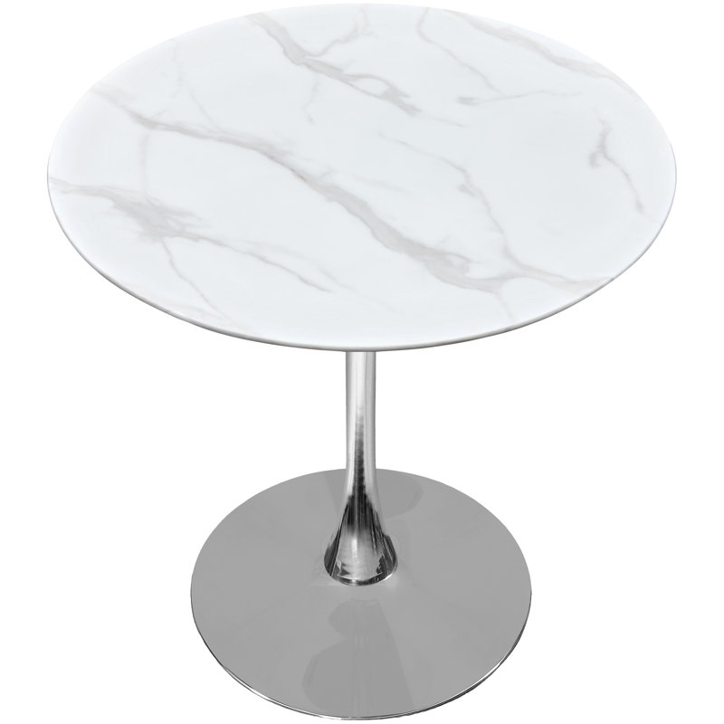 Round Marble Counter height Bar Table, Silver