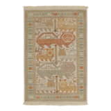 Rug & Kilim’S Tribal Rug In Beige-Brown, Blue And Red Pictorials