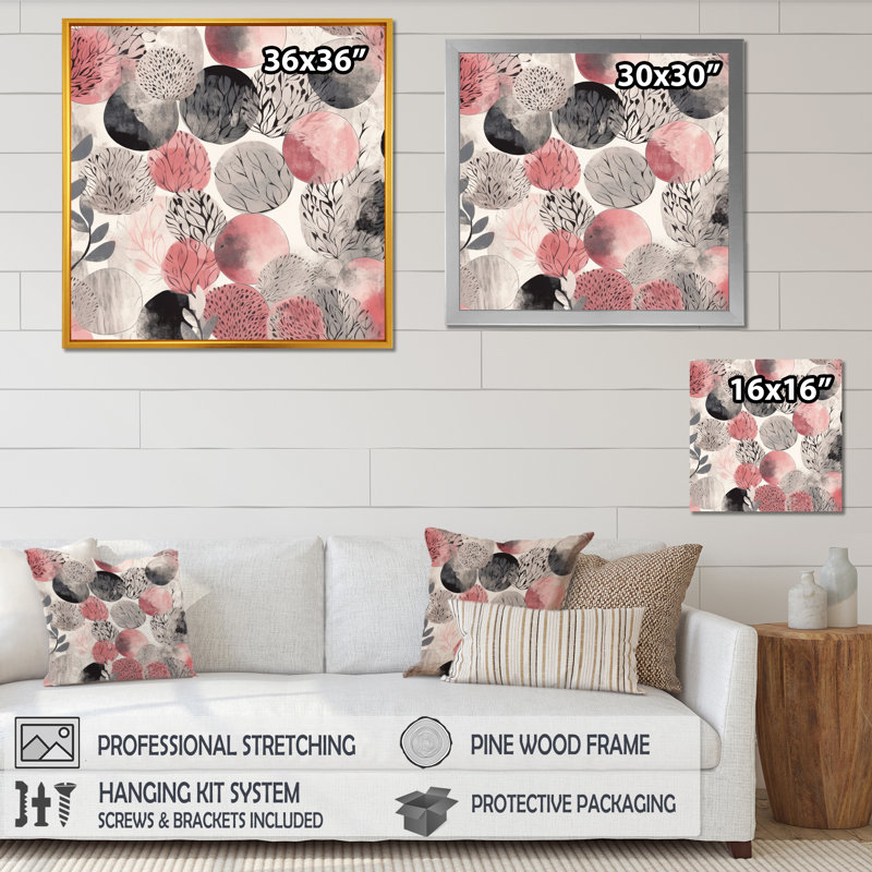 «Pink Grey Minimalims Fludity», impression sur toile encadrée, H 24 po x l 24 po x P 1 po, Toile tendue
