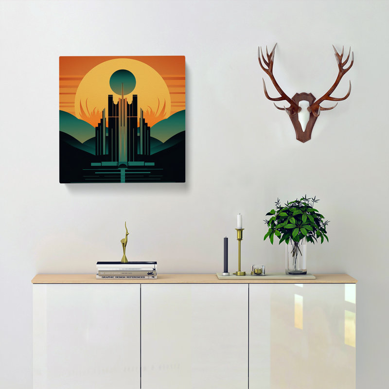 Art Deco Sunset Minimalism - Print, 35cm H x 35cm W x 3cm D