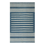 Rug & Kilim’S Contemporary Dhurrie Rug With Blue And Off-White Geometric Stripes