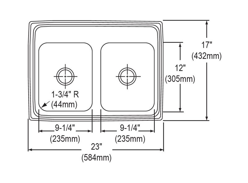 Gourmet 23" L x 17" W Top Mount Kitchen Sink, 1 Hole