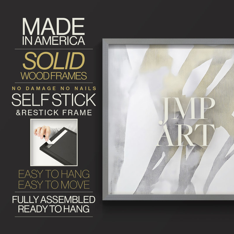 Abstract Series-LXXIX -Framed Print - Restickable, 16" H x 20" W, Grey