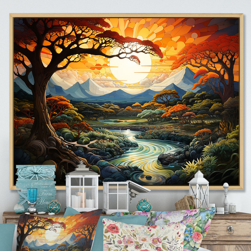 «Trees Charm In Summer Charm I», reproduction sur toile, Cadre naturel flottant, H 12 po x l 20 po x P 1 po
