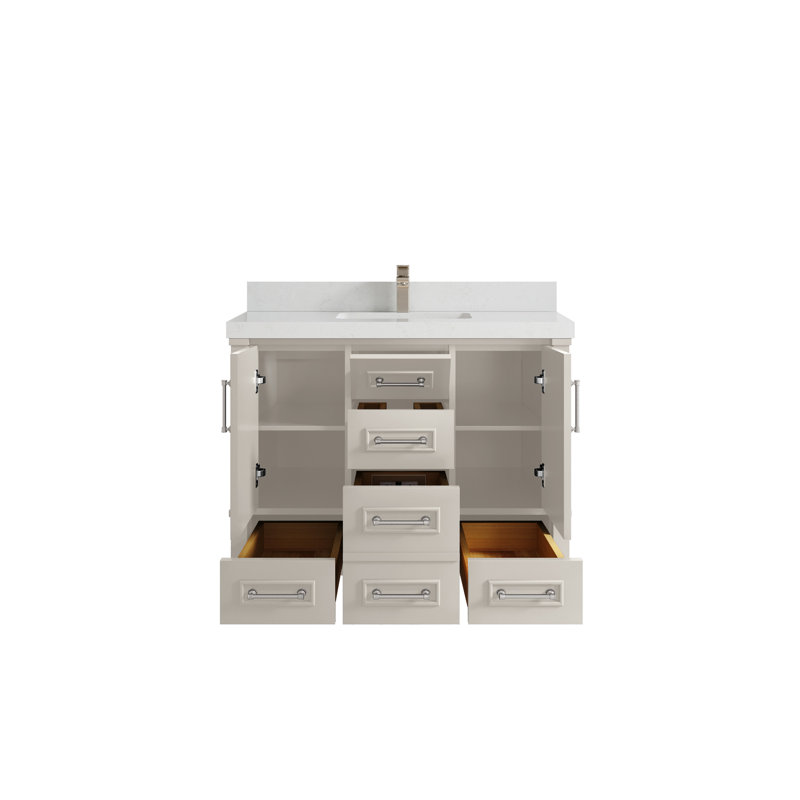 Meuble-lavabo simple avec comptoir 42 po Aberdeen, Quartz de Carrare