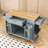 Rolling Kitchen Island Cart with Built-in Power Outlet, Storage Cabient and Trash Can-2116294576