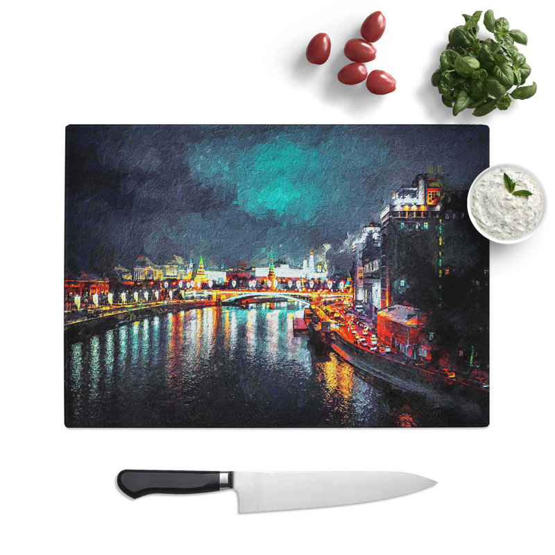 Glass Moscow At Night Chopping Board, 39 cm W x 28.5 cm L