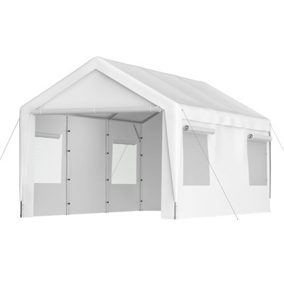 10 Ft. W x 20 Ft. D Carport Galvanized Steel Portable Garage Storage Shed Canopy