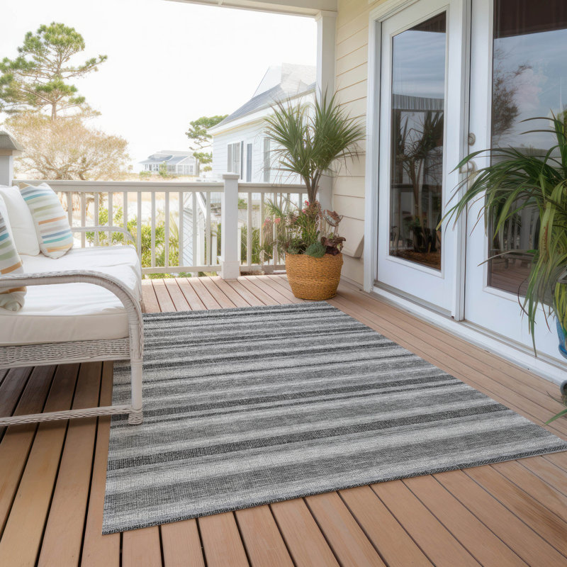Tapis intérieur / extérieur en polyester tissé à la machine Kinslee, Rectangle 3 pi x 5 pi