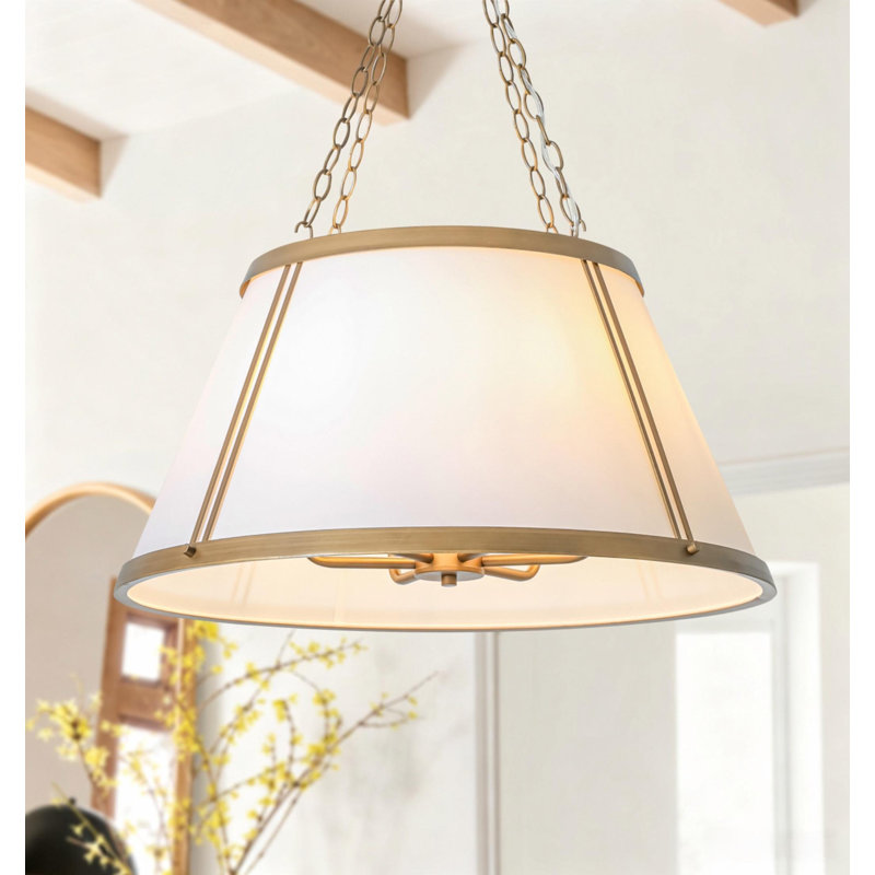 Luminaire suspendu cylindrique en tissu 6 lumières