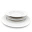 Soup Bowl Pasta Plate 6pc Set Porcelain White Embossed Floral Dot Rim