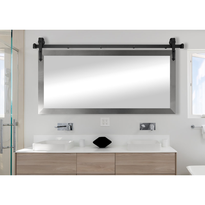 Miroir de salle de bain singapour, H 30 po x l 59 po, Nickel brossé