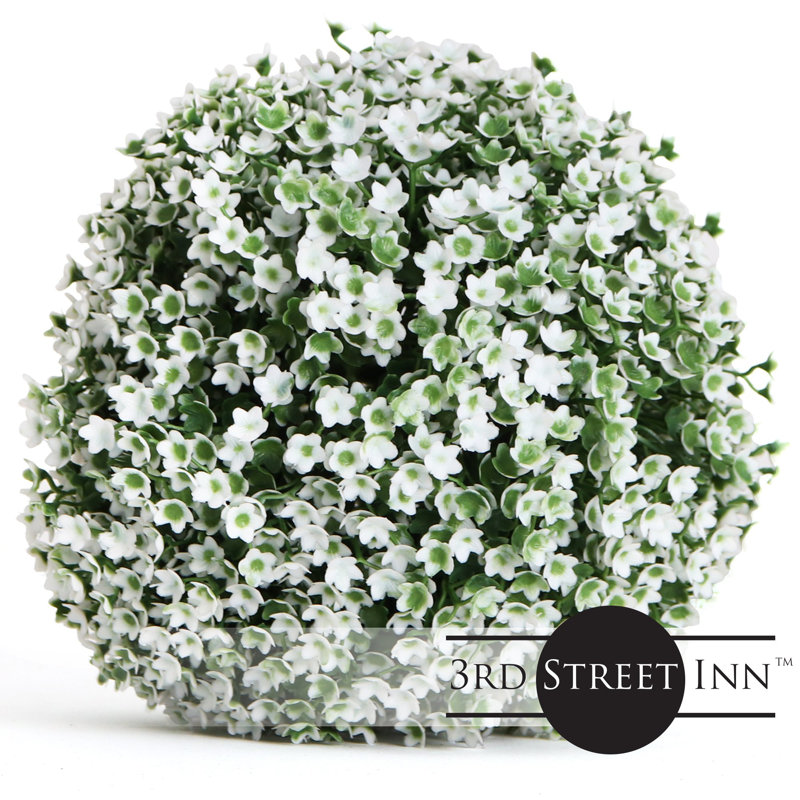 Small Baby's Breath and Boxwood Artificial Topiary Centerpiece