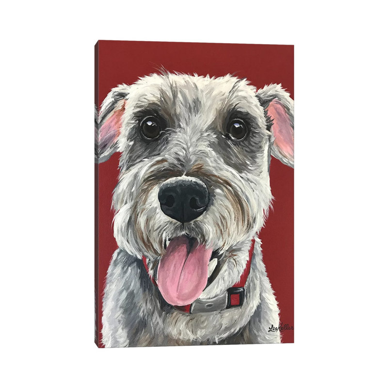 Schnauzer On Red by Hippie Hound Studios - Wrapped Canvas Print, 66.04 cm H x 45.72 cm W x 1.91 cm D
