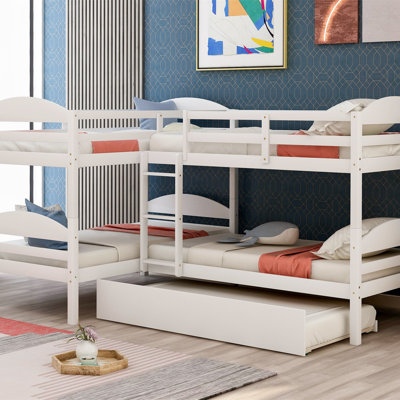 Twin L-Shaped Bunk bed with Trundle