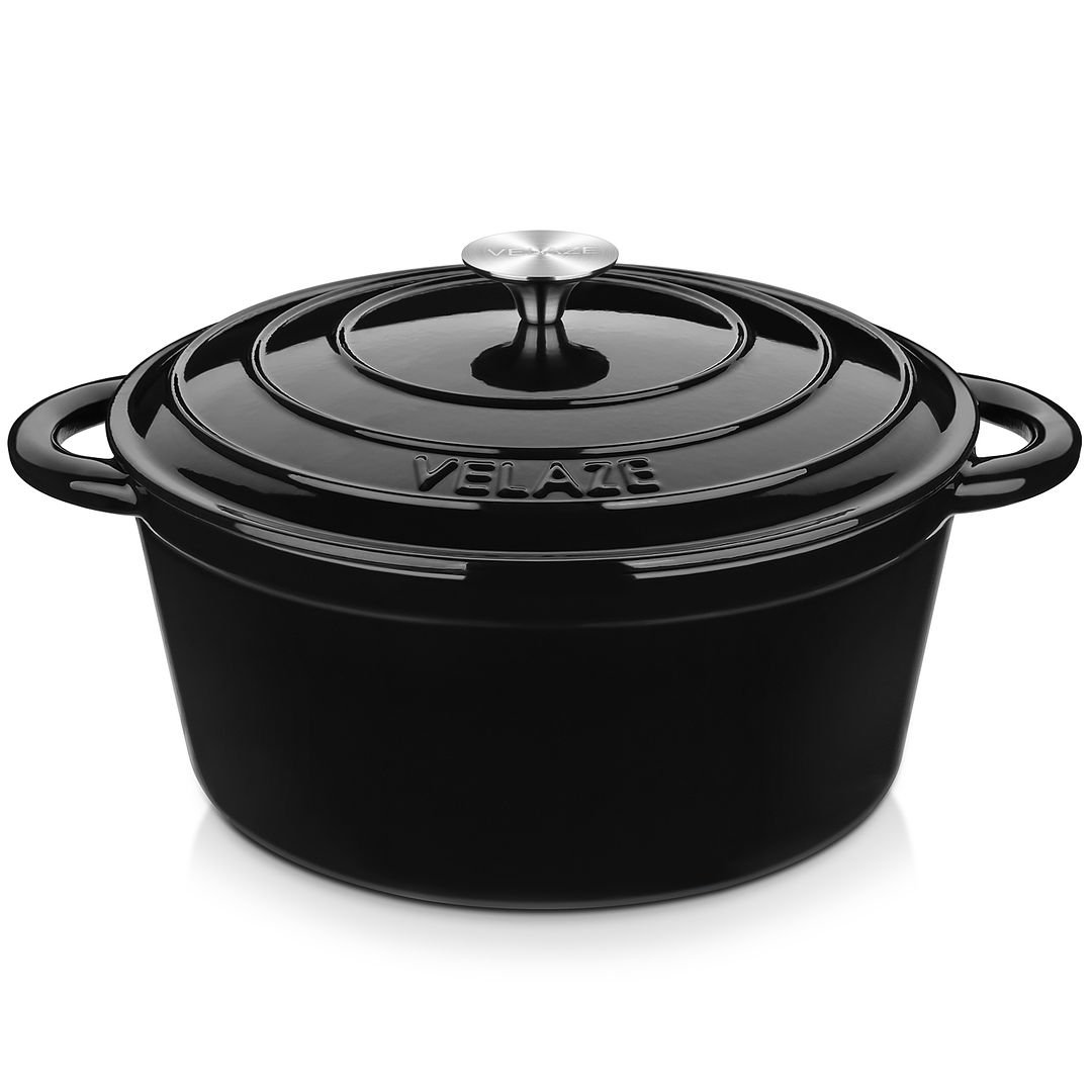 Velaze ZTY06 7.5 Quarts Non-Stick Enameled Cast Iron Oval Dutch Oven Color: Blue VLZ-ZT-Y06-BL