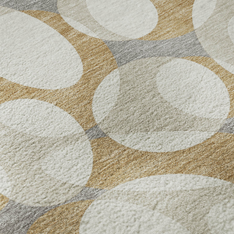 Tapis abstrait lavable à la machine Premium, Doré, 10 pi x 14 pi