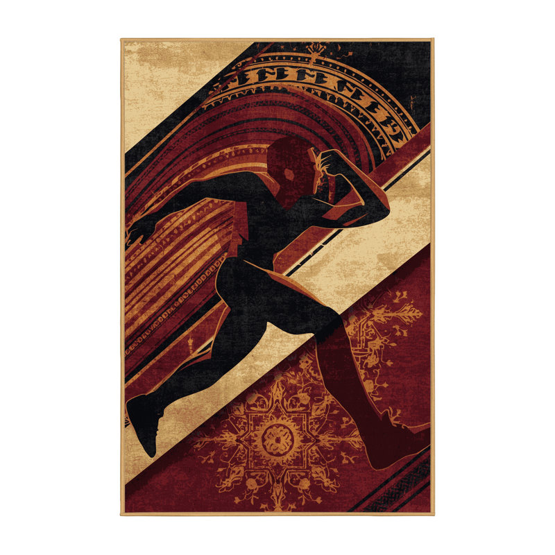 Machine Washable Bracondale Discus Throw Classic Oriental Rug in Brown – LightBrown Binding, 7x9